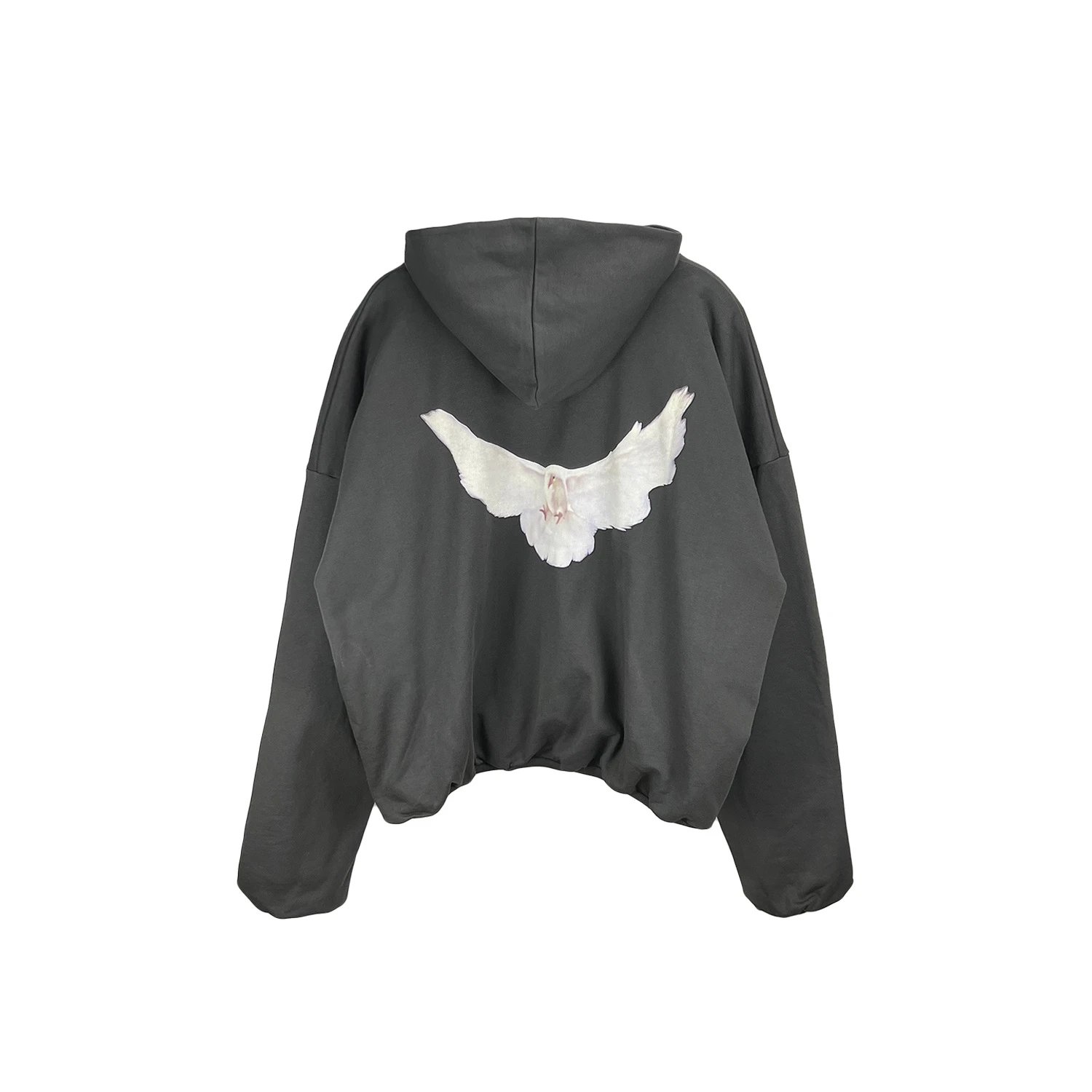 Saint Tears Dove Embroidered Cropped Hoodie Black - 12