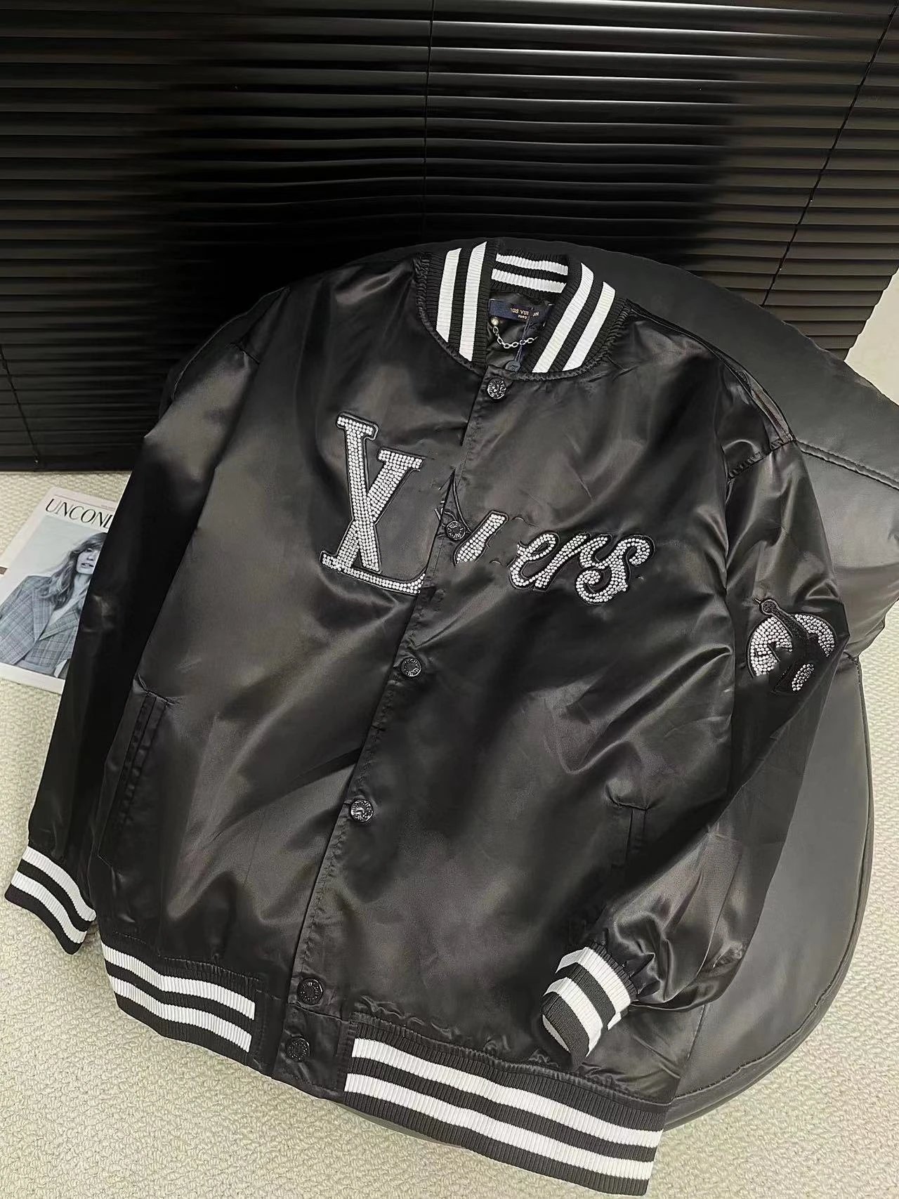 Union Varsity Jacket Emerald Green with Embroidered Logo Outerwear - 13