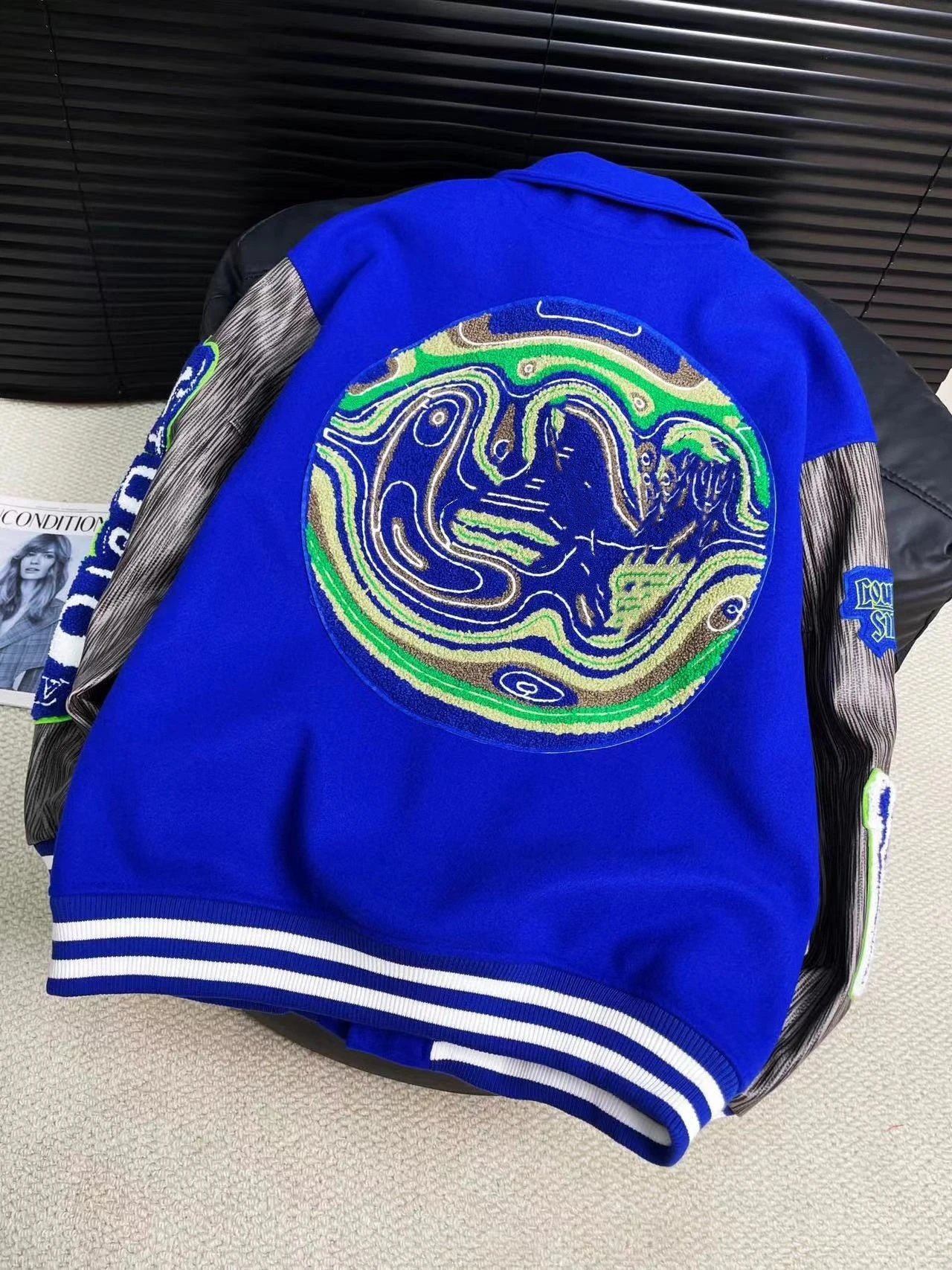 Union Varsity Jacket Emerald Green with Embroidered Logo Outerwear - 28