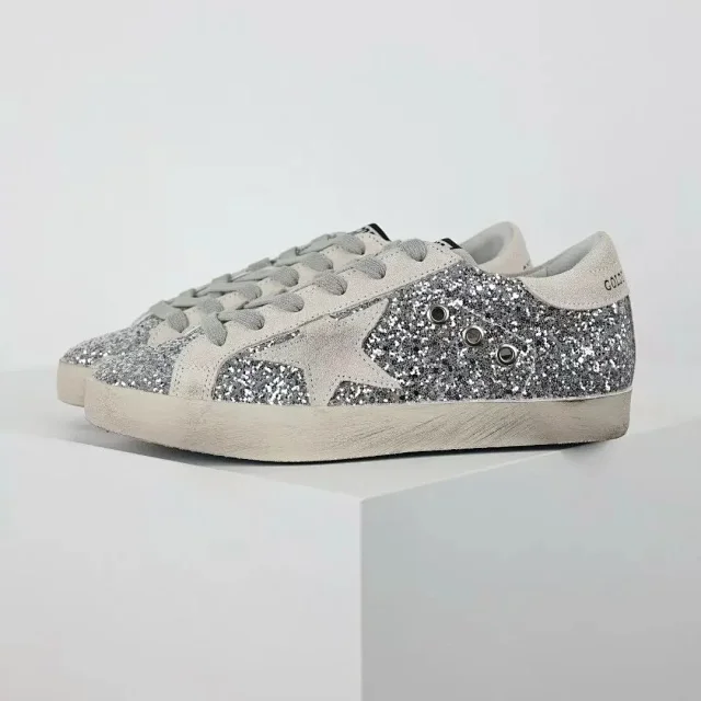 Golden Goose Sneakers Super-Star glitter star low-top product detail image 9