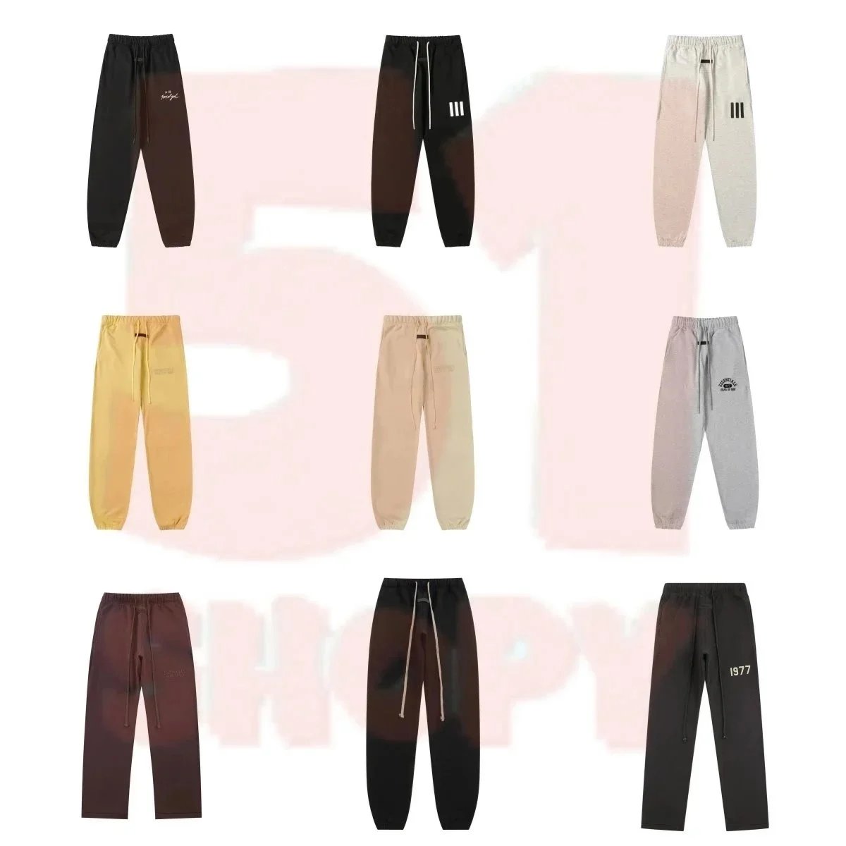 Casual Jogger Pants Black Beige Gray Yellow Gradient Sport Style