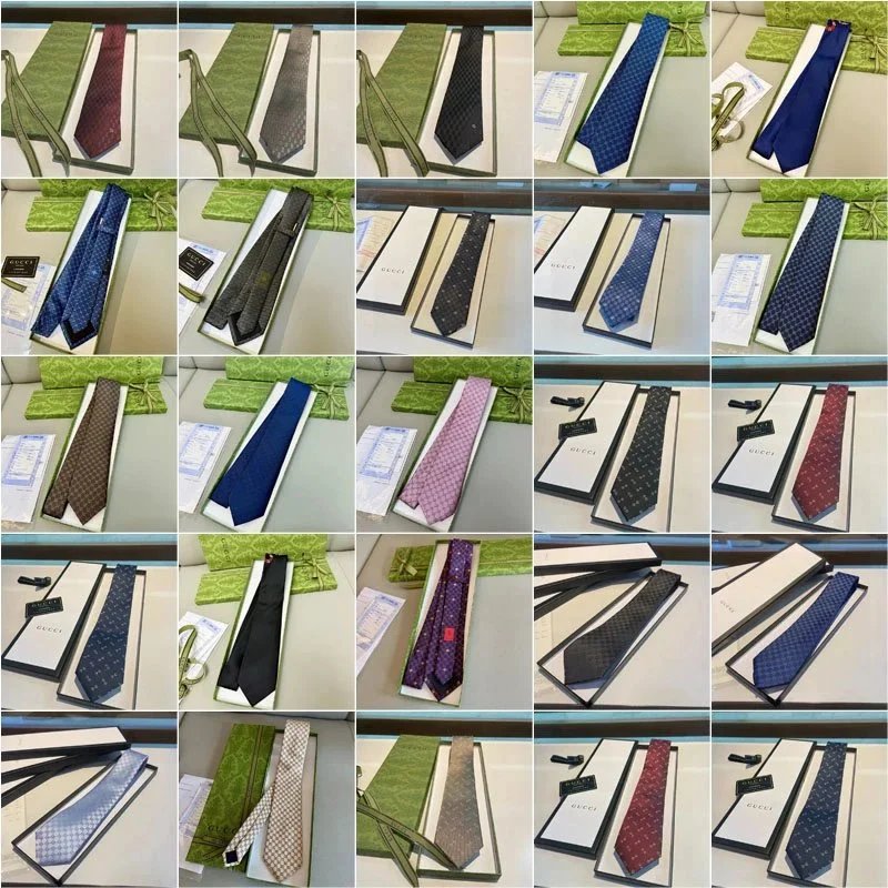Gucci Silk Navy Blue Geometric Pattern Necktie