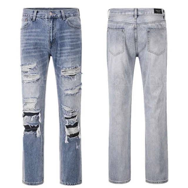 Unbranded Jeans Washed distressed denim product detail image 5
