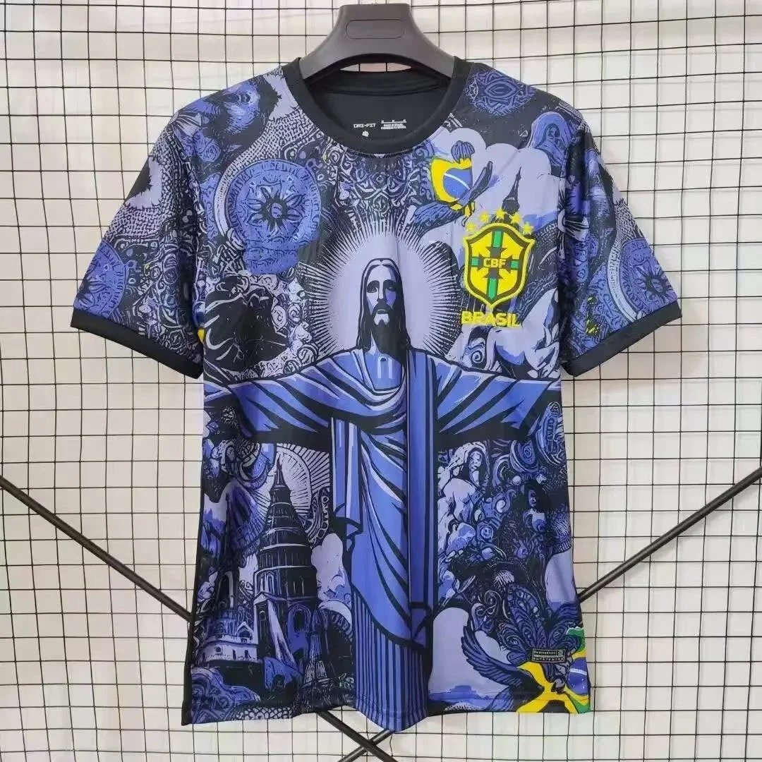 B Sport Football Jerseys Graphic Print — 2526 Brazilian goddess navy blue