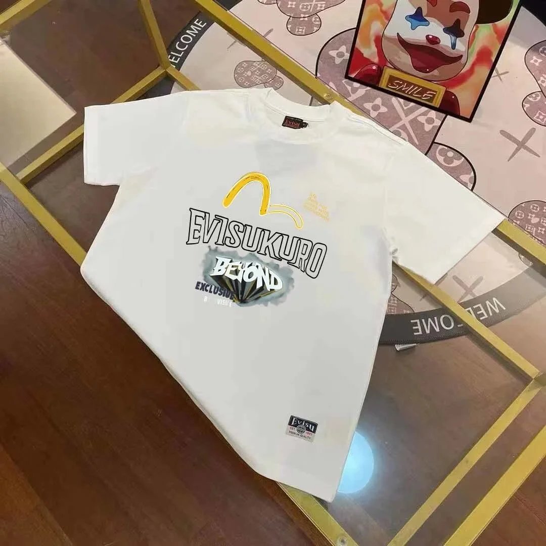 Evisu T-Shirts Short-Sleeve T-Shirt with Patterned Seagull Logo — EVIS *U