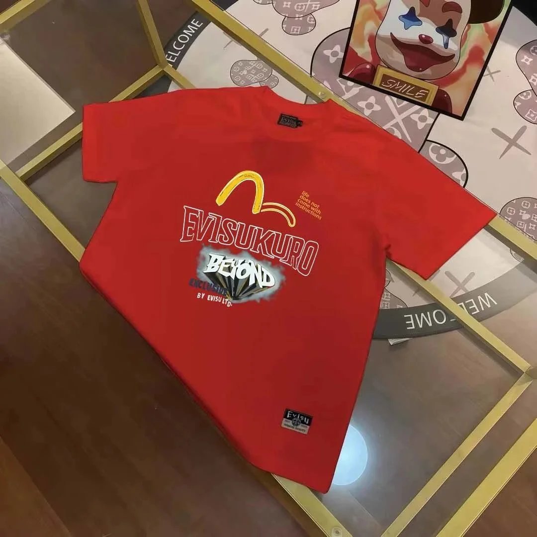 Evisu T-Shirts Short-Sleeve T-Shirt with Patterned Seagull Logo — EV*I S U