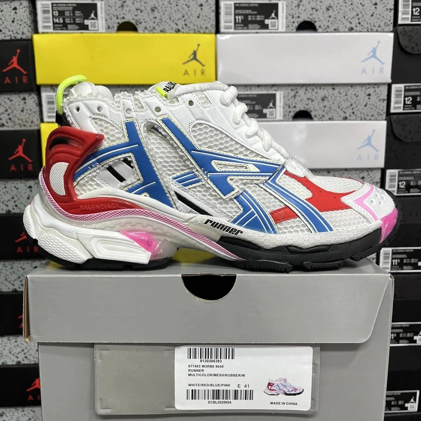 Balenciaga Sneakers Pumper Runner — Seventh-generation white, blue, and red 69645