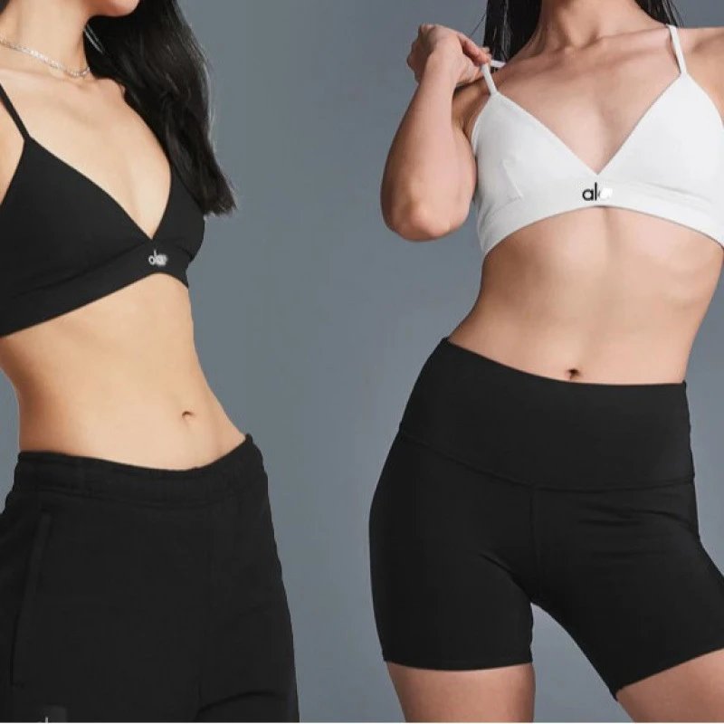 Alphabet Sport Bra White V-Neck Triangle Strappy