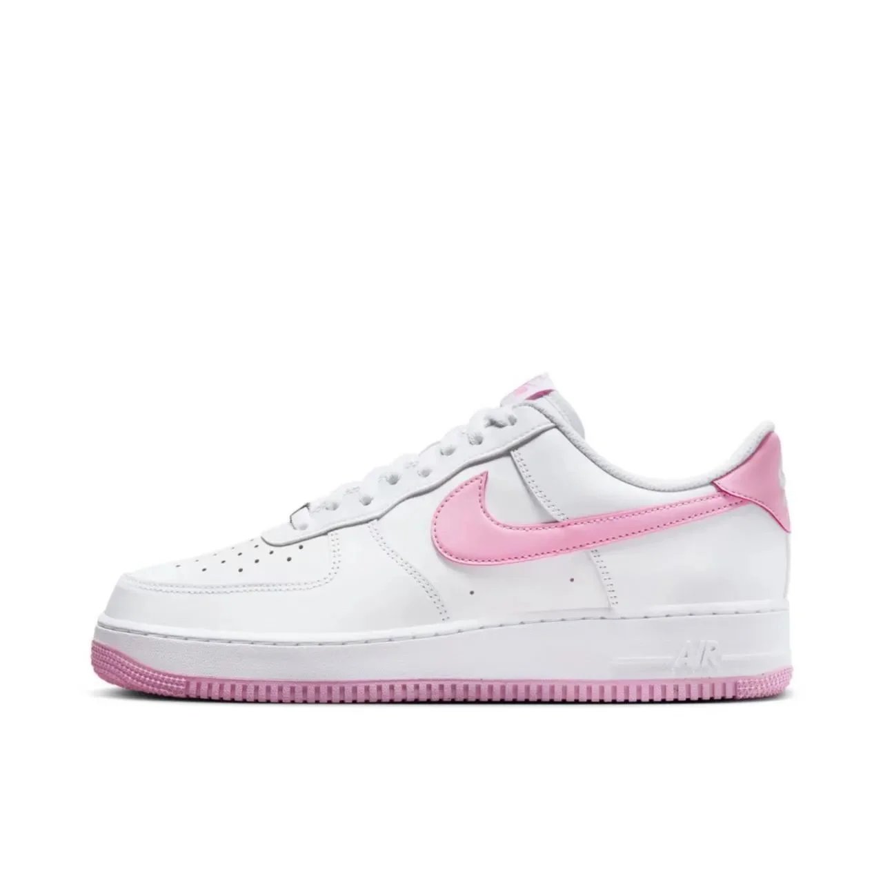 Nike Sneakers Air Force 1 Low with skeletal Swoosh detail — Pink and white