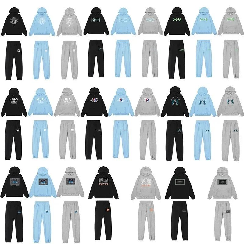 Unbranded Hooded Sweatshirt Set Black Gray Light Blue Casual Sportswear