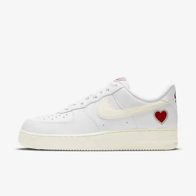 Nike Sneakers Air Force 1 Low with skeletal Swoosh detail — Love Valentine's Day White