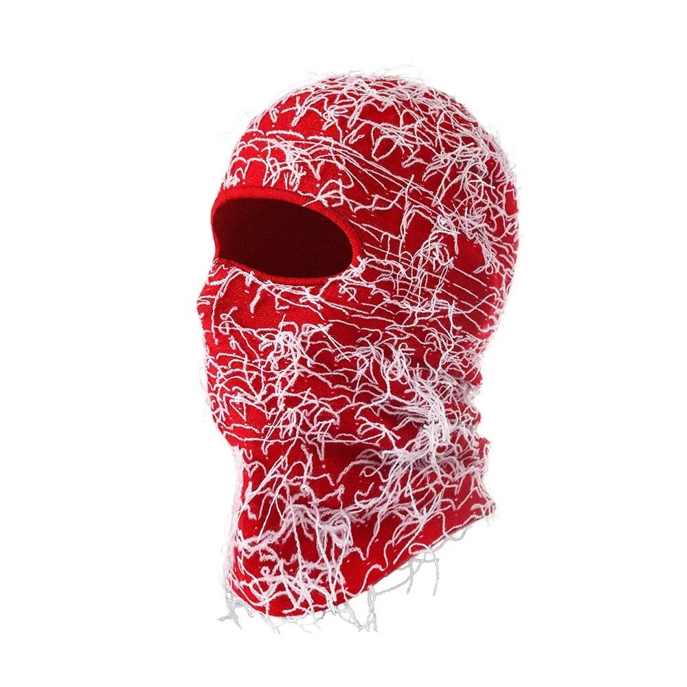 Unbranded Hats Knitted Single-Hole Balaclava — Red background, white beard