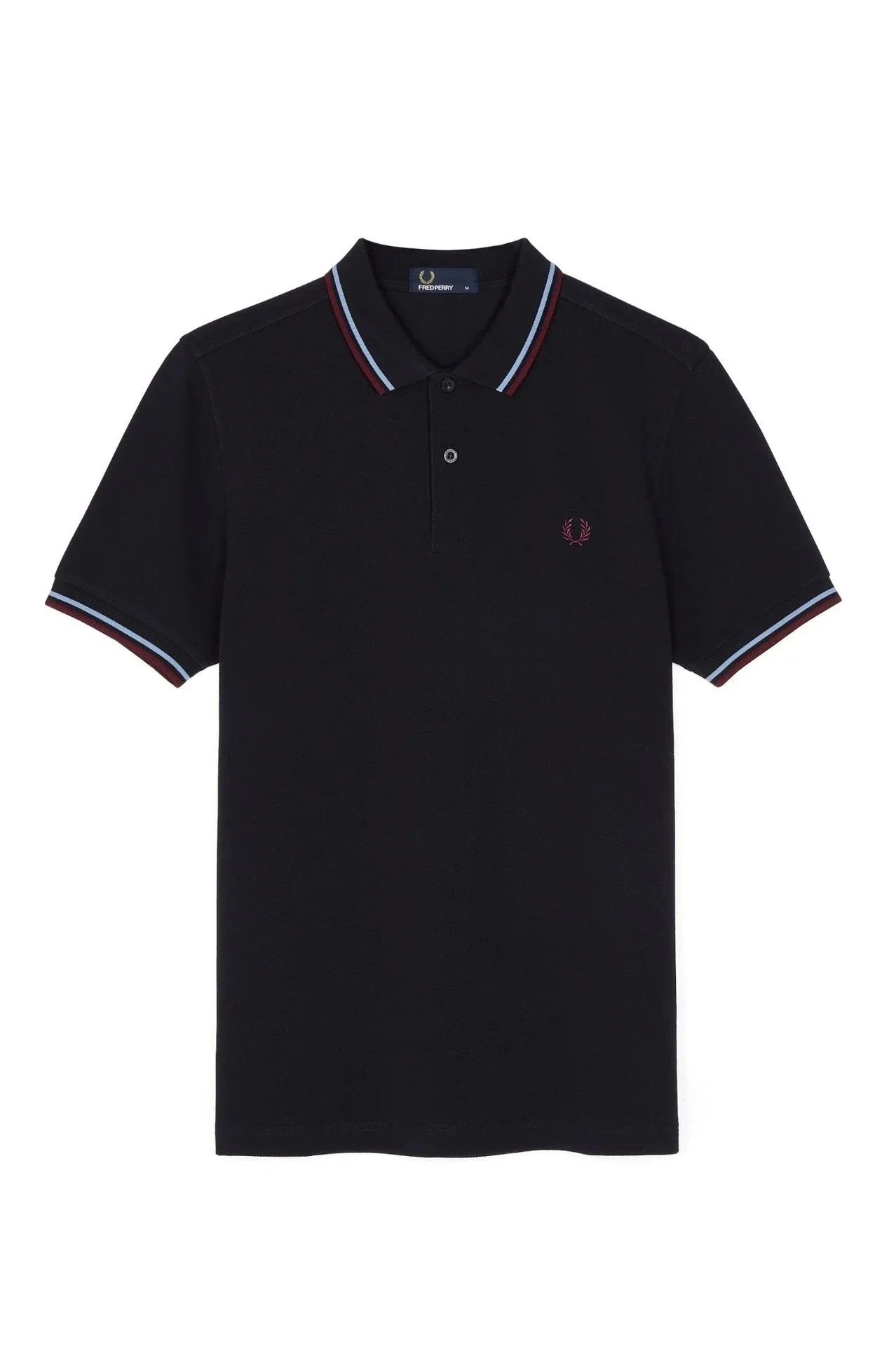 Fred Perry Shirts Short-Sleeve Tipped Polo Shirt — Black, blue, and red