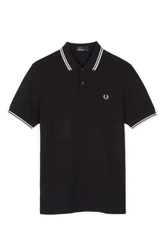 Fred Perry Shirts Short-Sleeve Tipped Polo Shirt — Black and white