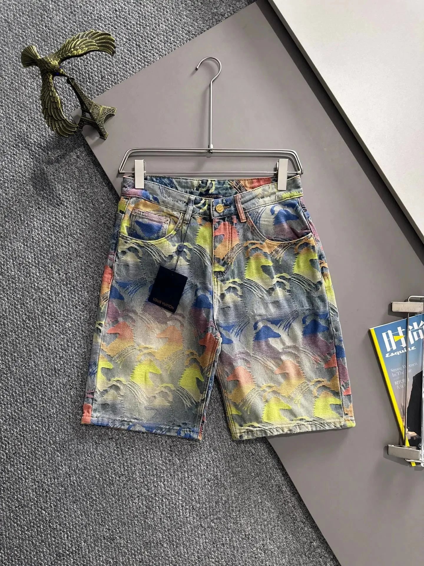Louis Vuitton Shorts Denim with Patterned Cuffs — L*O*UIS VUI*TTON