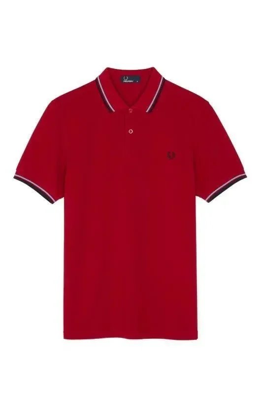 Fred Perry Shirts Short-Sleeve Tipped Polo Shirt — Red and black
