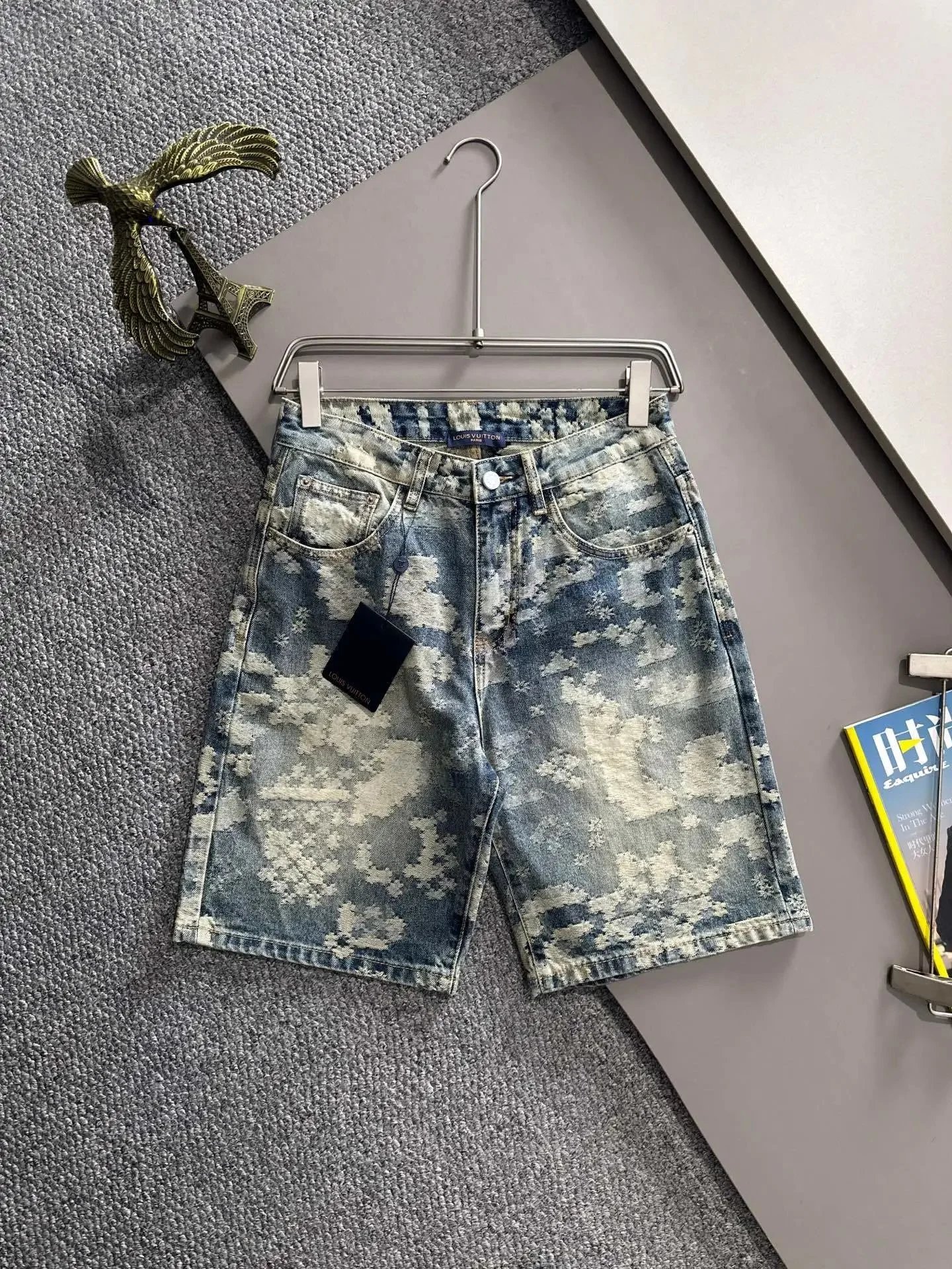Louis Vuitton Shorts Denim with Patterned Cuffs — L*OUIS VUITT*ON