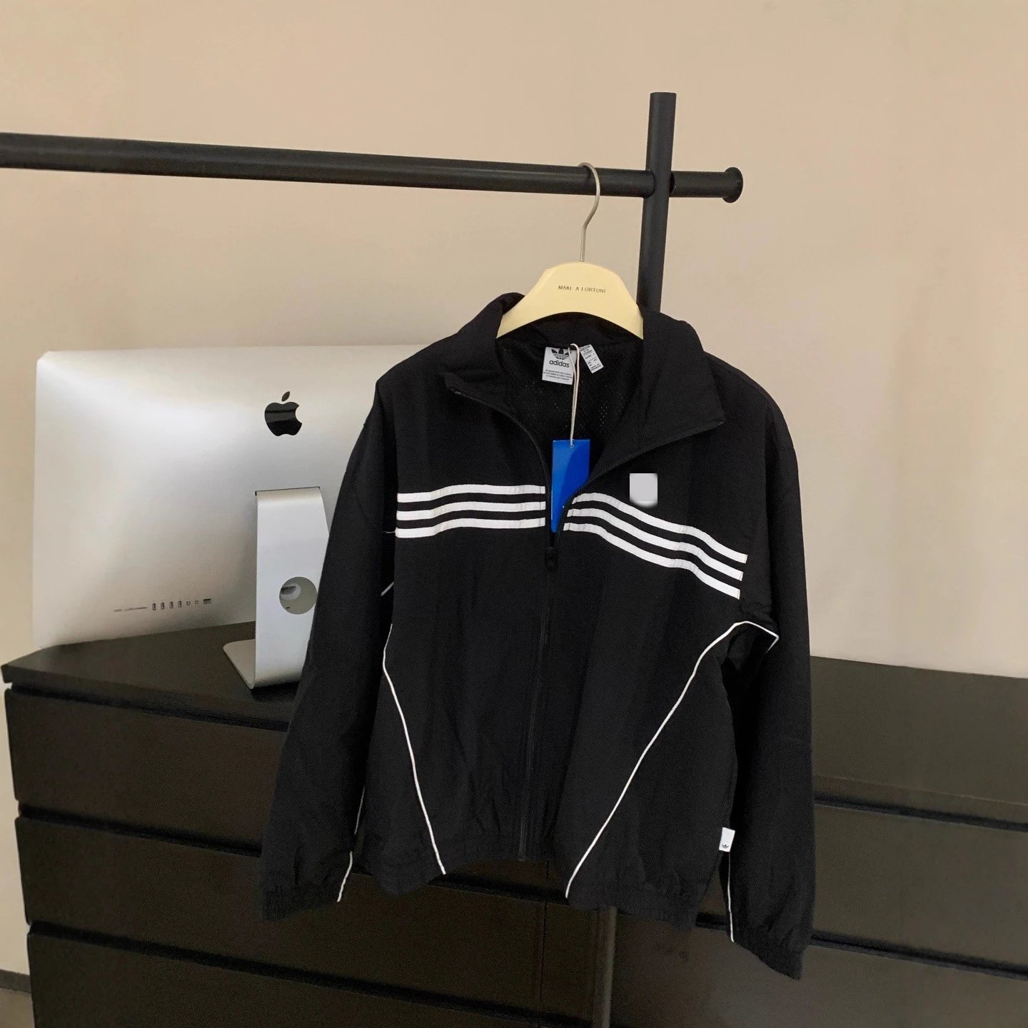 Adidas Track Jacket Black Sporty Windbreaker