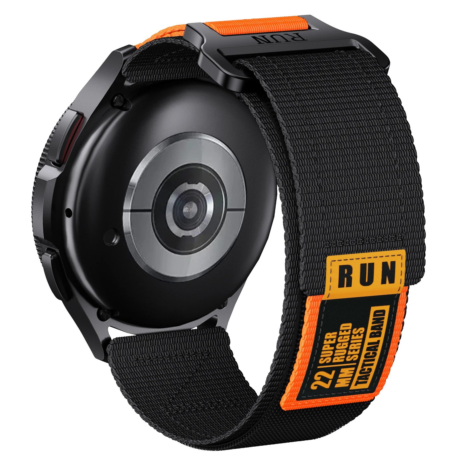 Tactical Nylon Watch Band Black Orange Rugged Style