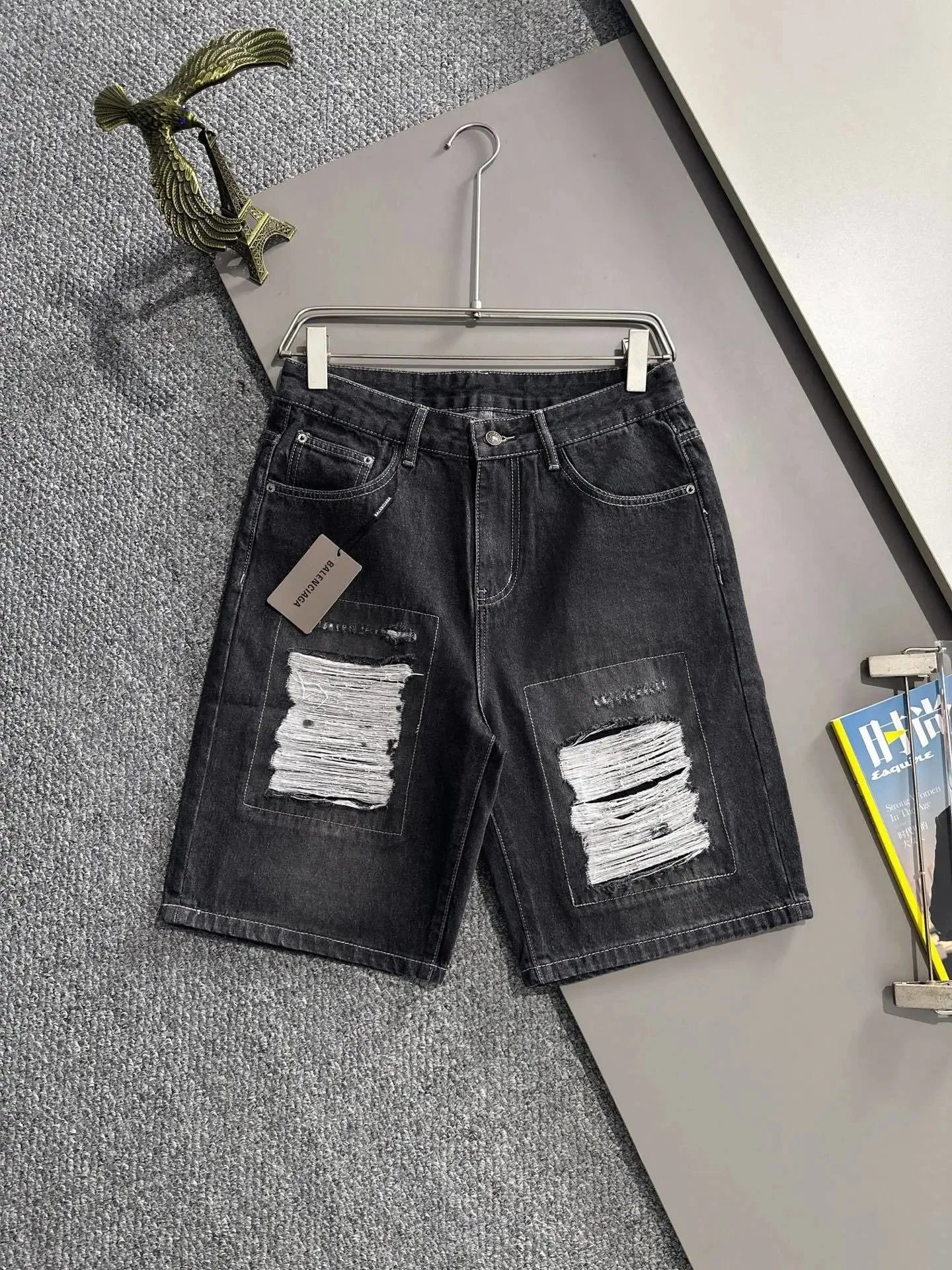 Chrome Hearts Shorts Distressed Denim — B*ALENCIAGA