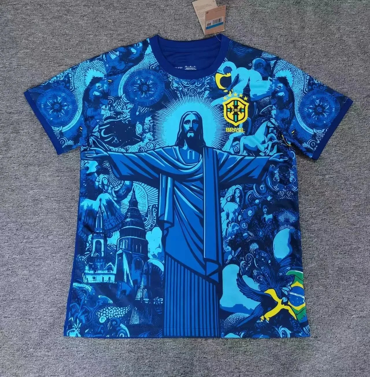 B Sport Football Jerseys Graphic Print — 2526 Brazilian goddess on cyan