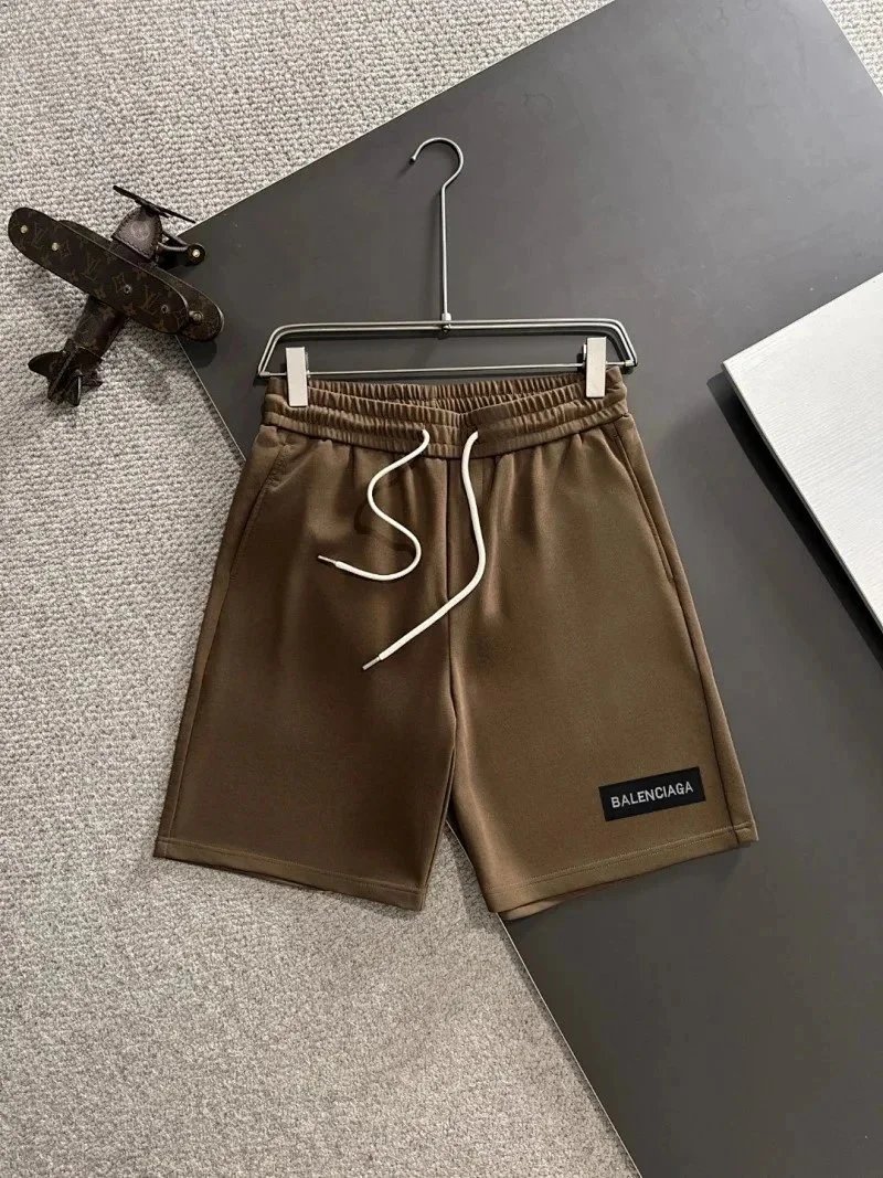 Balenciaga Shorts Elastic-Waist Drawstring Denim with Trefoil Logo — 7BALEN*CIAGA