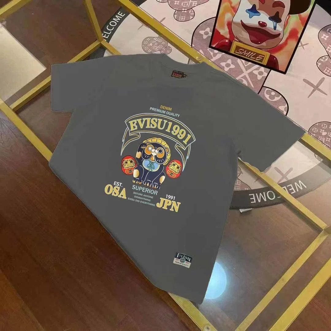 Evisu T-Shirts Short-Sleeve T-Shirt with Patterned Seagull Logo — EVI*S U
