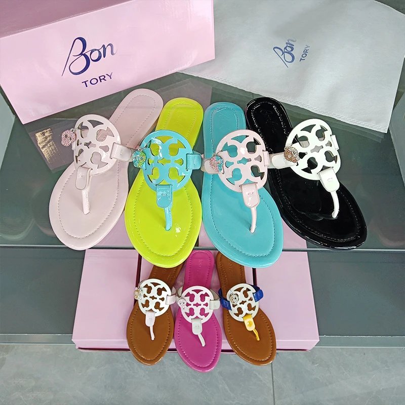 Tory Burch Sandals Double T rhinestone slide and thong image 4