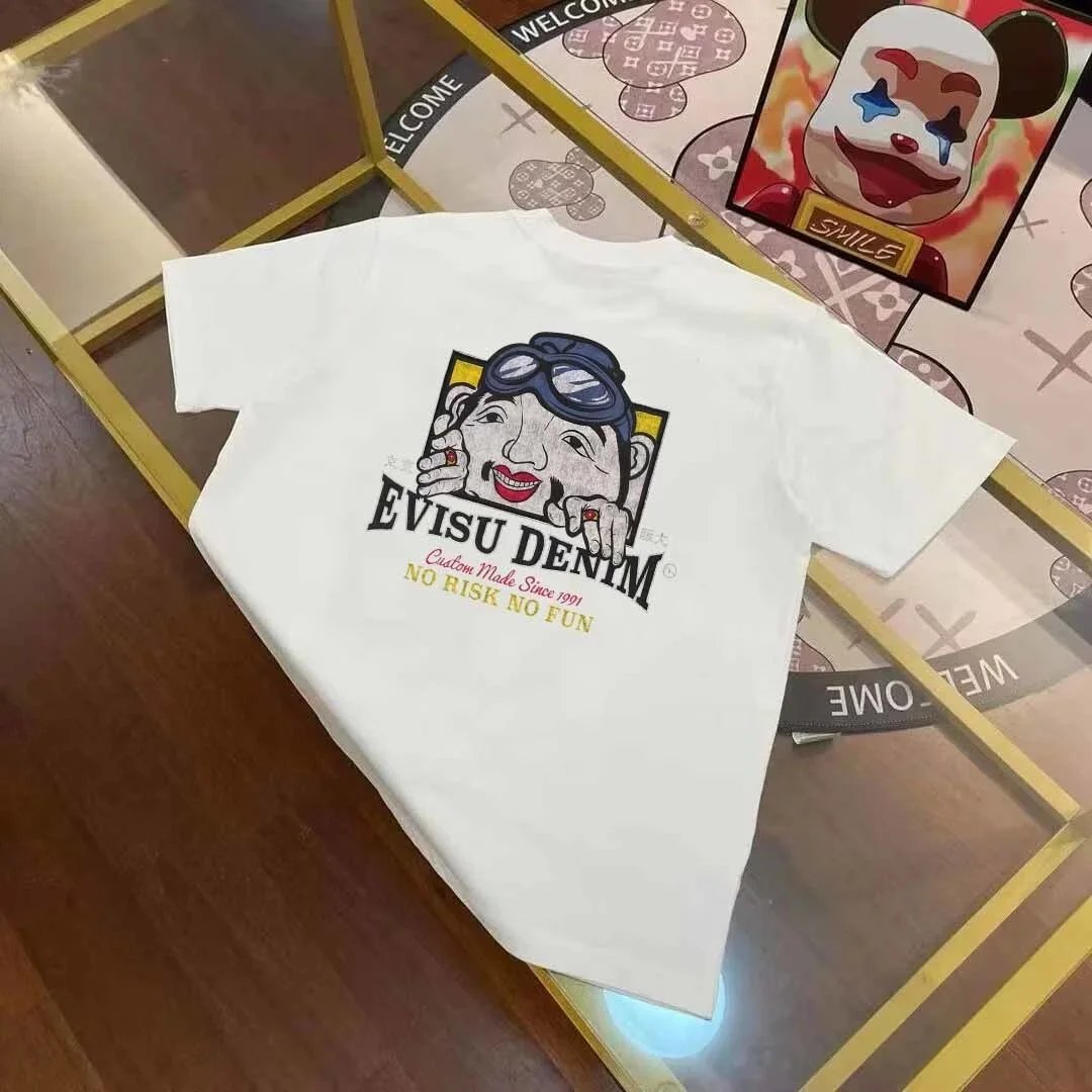 Evisu T-Shirts Short-Sleeve T-Shirt with Patterned Seagull Logo — E*V I SU