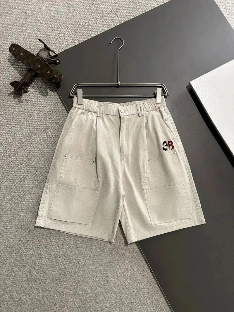 Balenciaga Shorts Elastic-Waist Drawstring Denim with Trefoil Logo — 10BALEN*CIAGA
