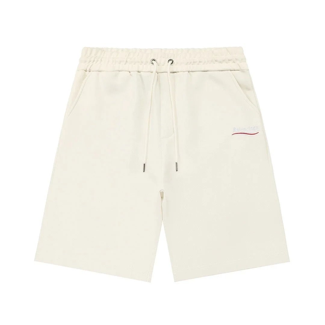 Balenciaga Shorts Elastic-Waist Drawstring Denim with Trefoil Logo — 26BALEN*CIAGA