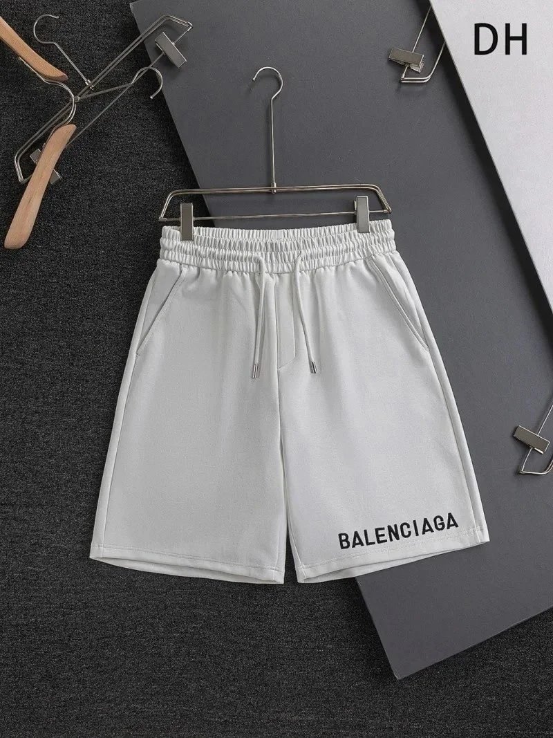 Balenciaga Shorts Elastic-Waist Drawstring Denim with Trefoil Logo — 16BALEN*CIAGA