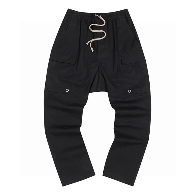 Black Double Pocket Cargo Trousers