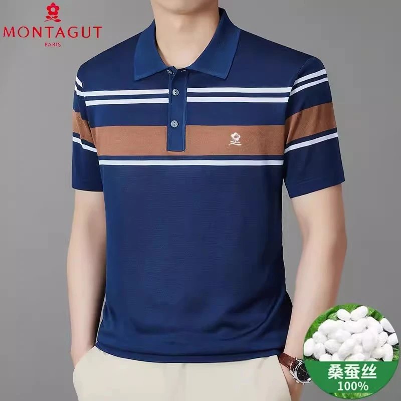 Montagut Mulberry Silk Short-Sleeve Polo Shirt