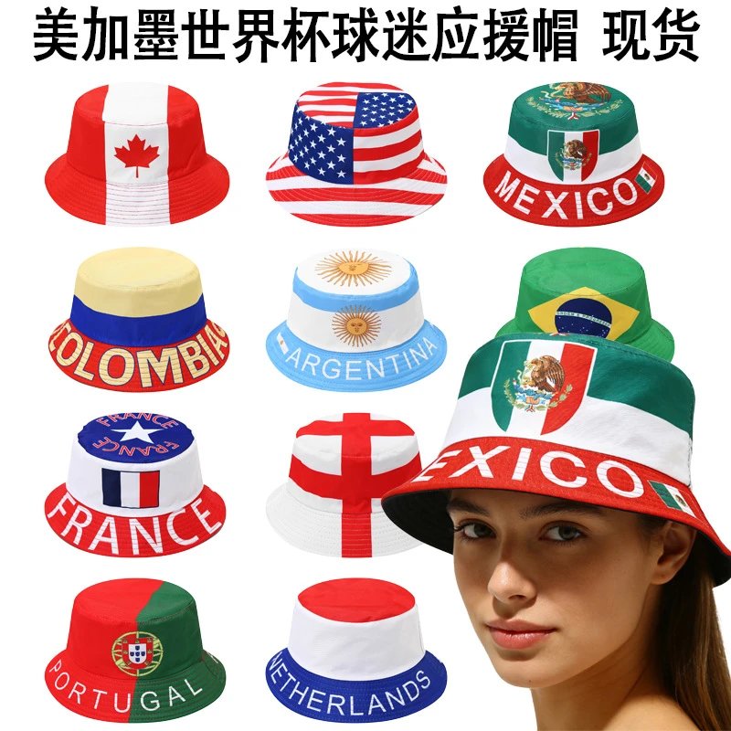 Digital Print National Flag Bucket Hat Multi Color Fan Support Headwear