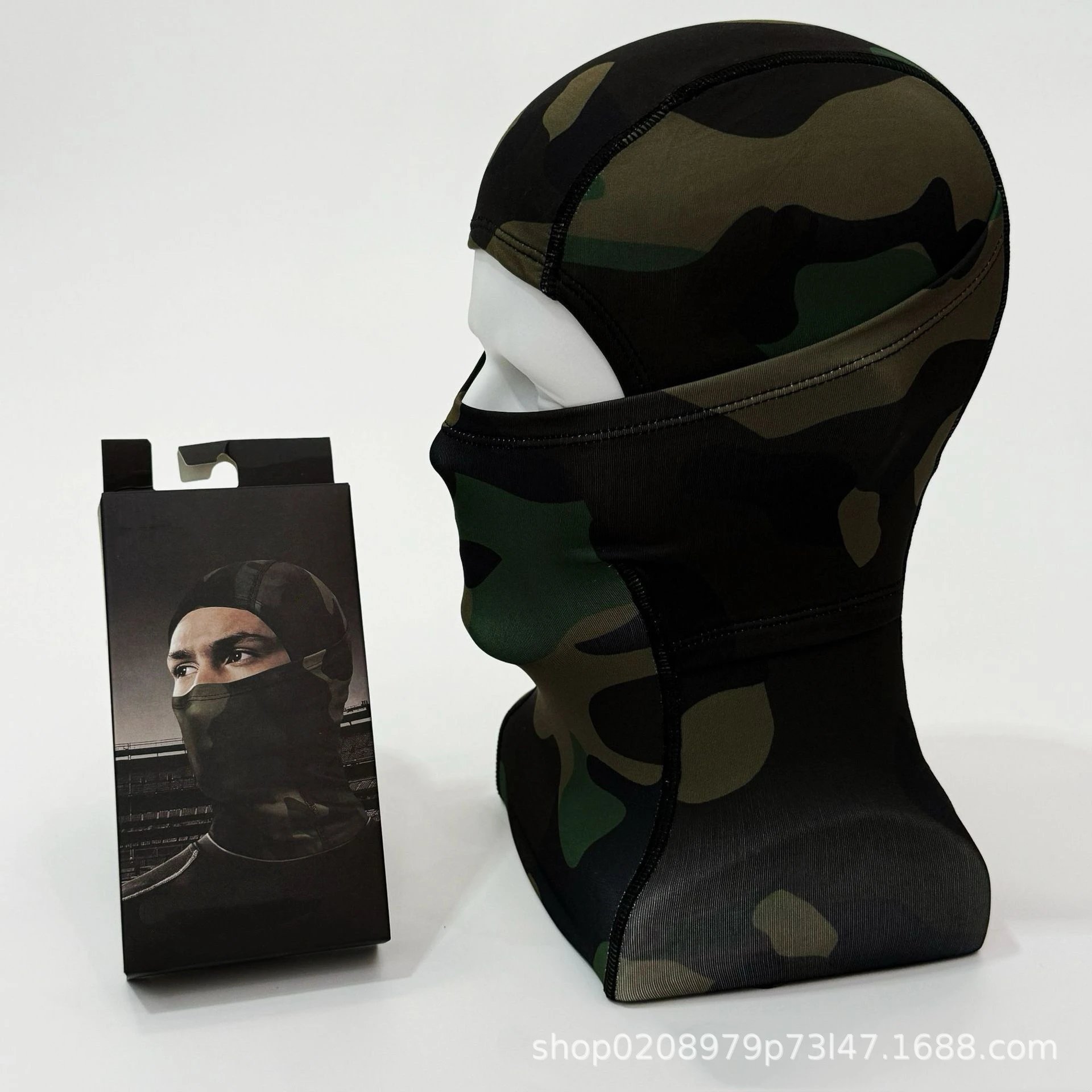 Unbranded Hats Full-Face Balaclava Mask — Camouflage Fluorescent Green Label
