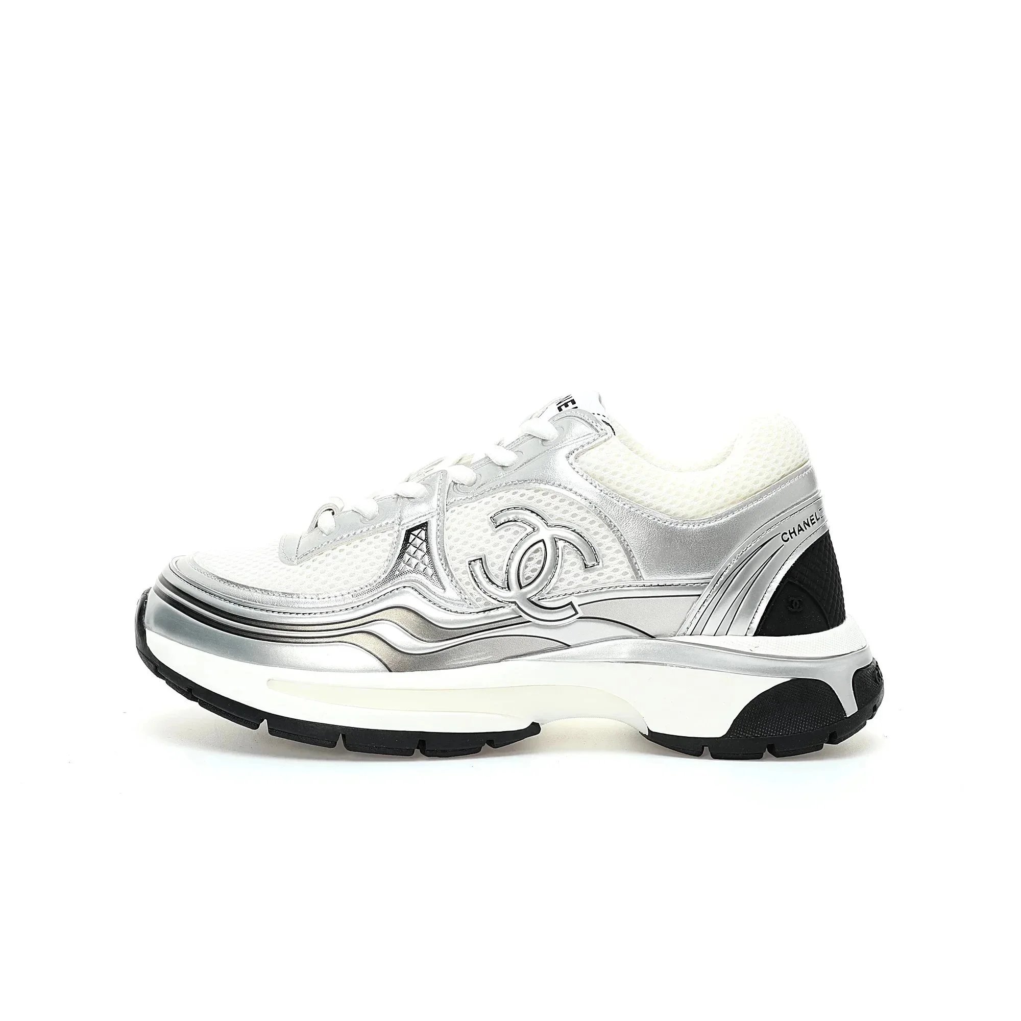 Chanel Runway Silver Metallic Chunky Sneakers