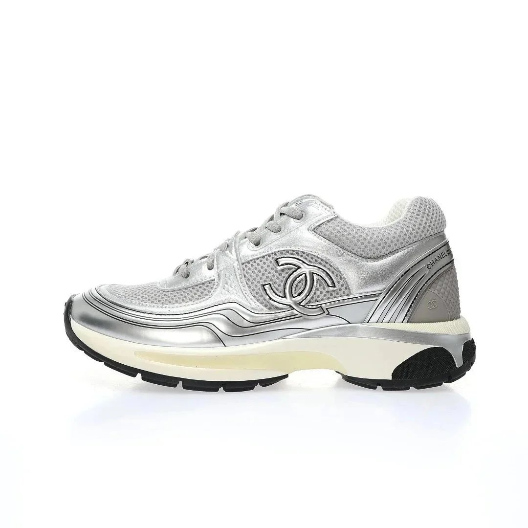 Chanel Runway Silver Metallic Sneakers