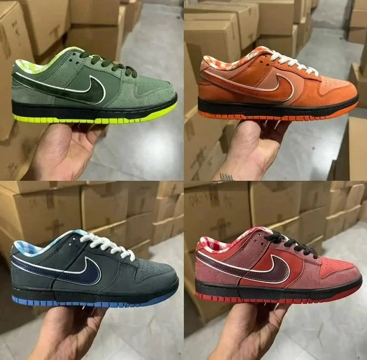 Nike Dunk Low Green Orange Grey Red Casual Sneakers