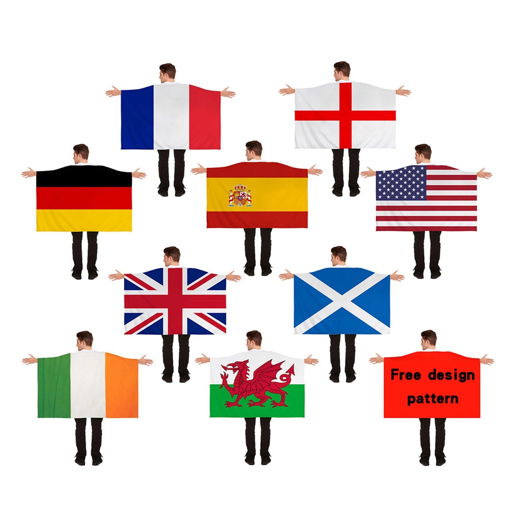 Flag Cape Multi Color Fan Wear