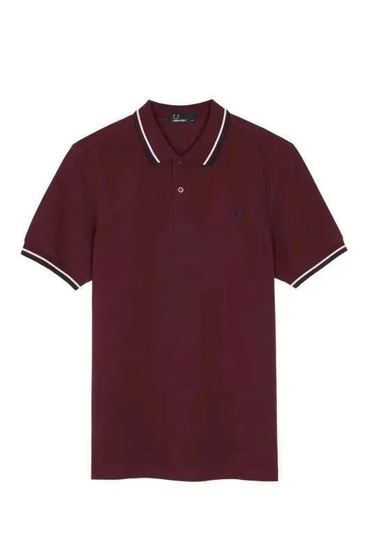 Fred Perry Shirts Short-Sleeve Tipped Polo Shirt — Wine red