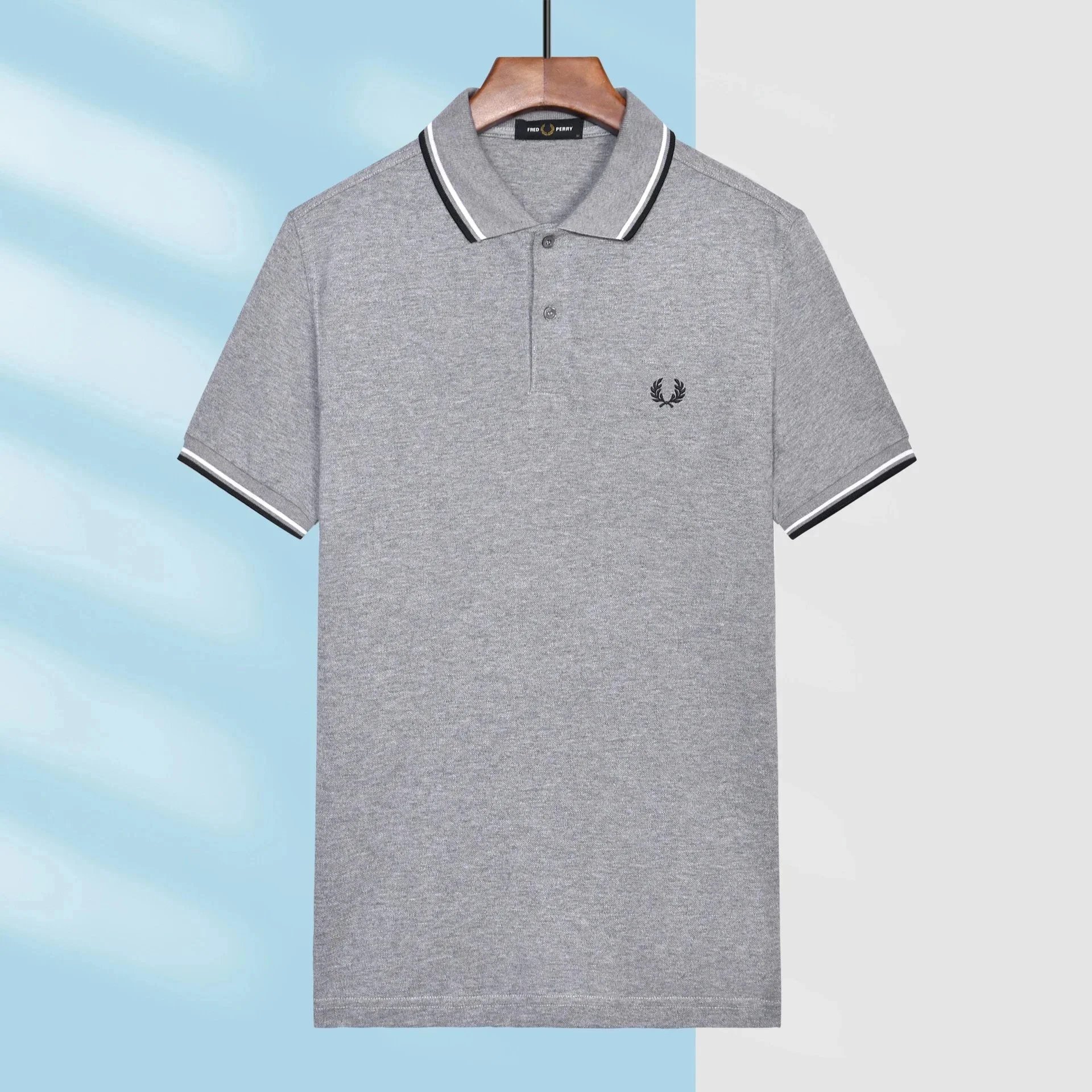 Fred Perry Shirts Short-Sleeve Tipped Polo Shirt — Gray, white, and black
