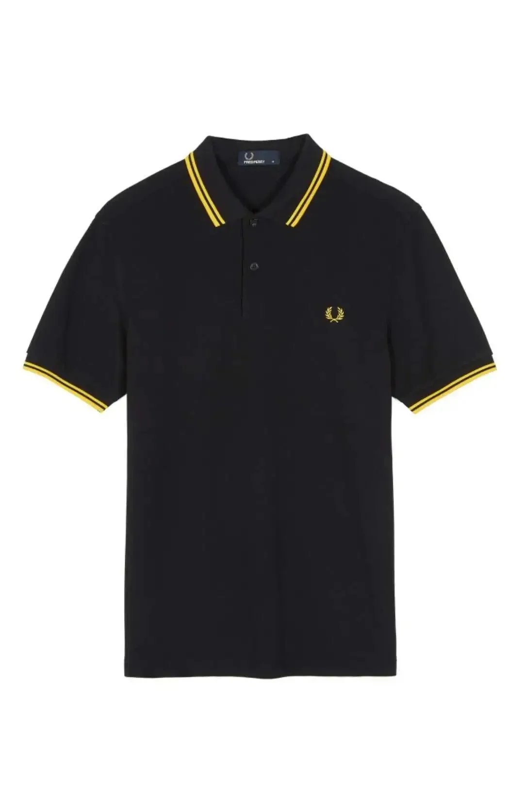 Fred Perry Shirts Short-Sleeve Tipped Polo Shirt — Black and yellow