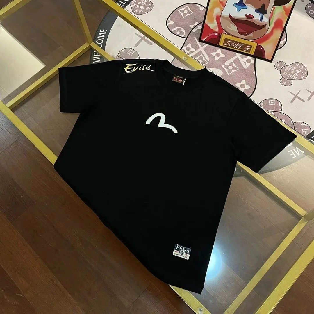 Evisu T-Shirts Short-Sleeve T-Shirt with Seagull Graphic — E*VISU