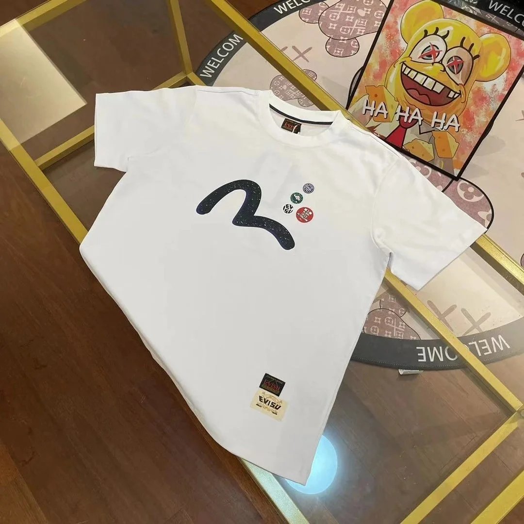 Evisu T-Shirts Short-Sleeve T-Shirt with Seagull Graphic — E*VI SU