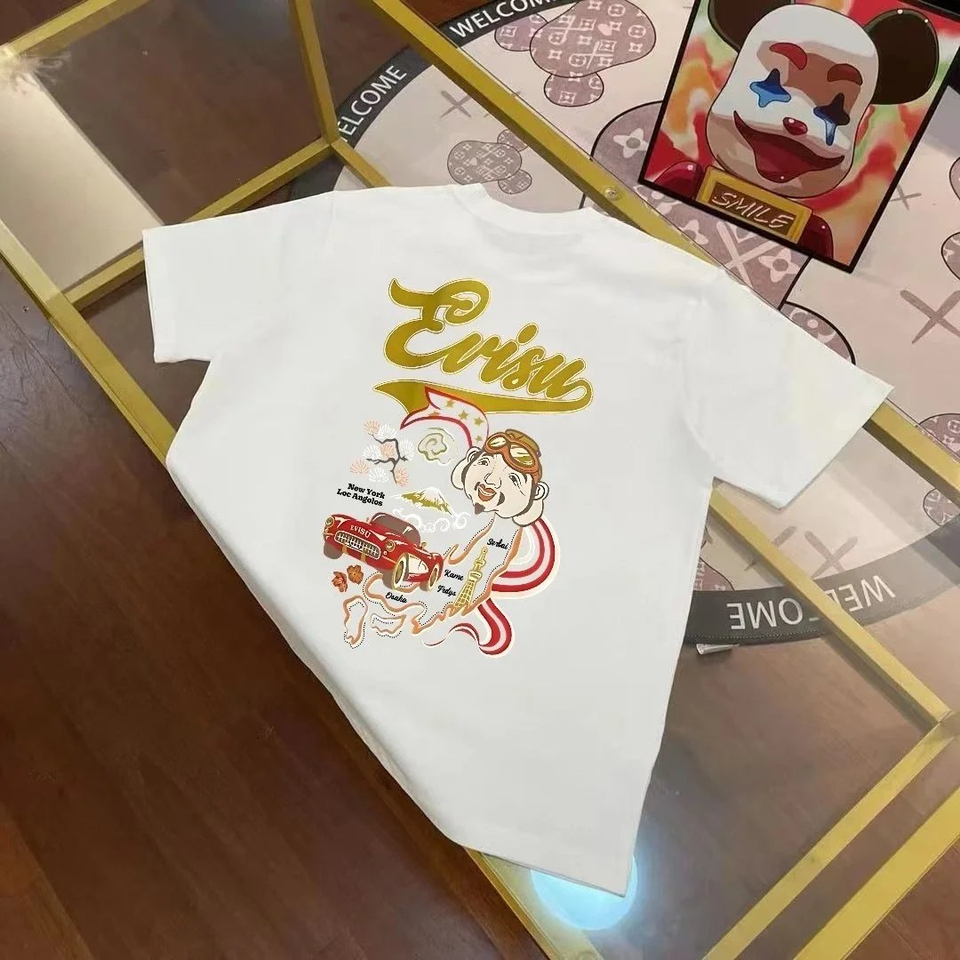 Evisu T-Shirts Short-Sleeve T-Shirt with Seagull Graphic — E*VI S U