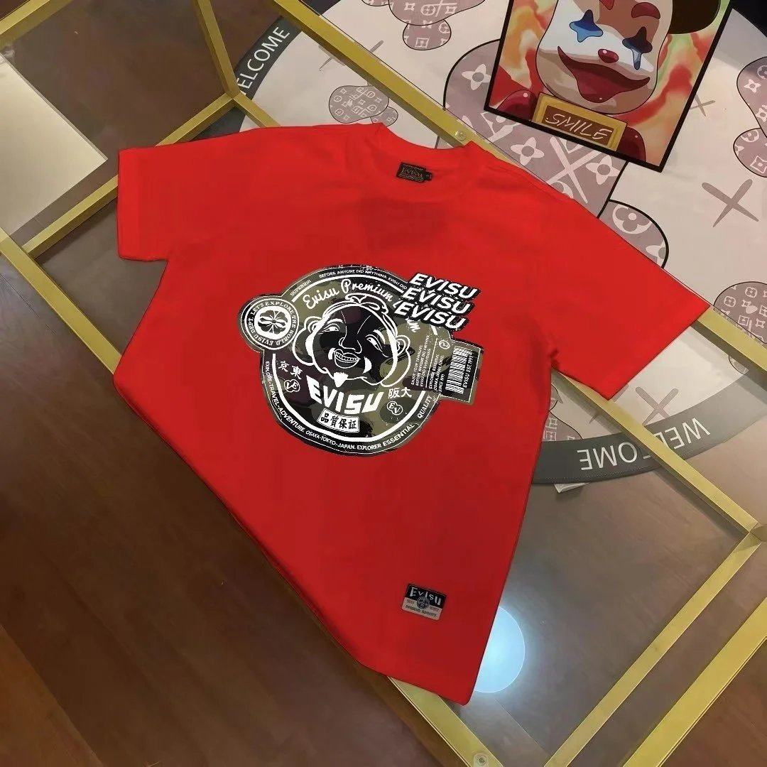 Evisu T-Shirts Short-Sleeve T-Shirt with Seagull Graphic — E V I*SU
