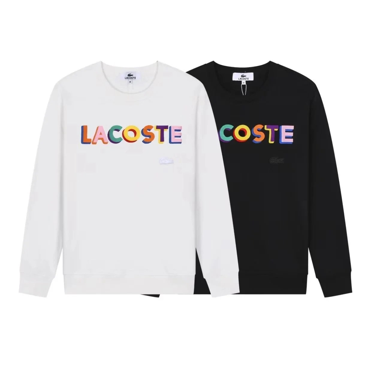 Lacoste Hooded Sweatshirt White Black Colorful Logo Casual
