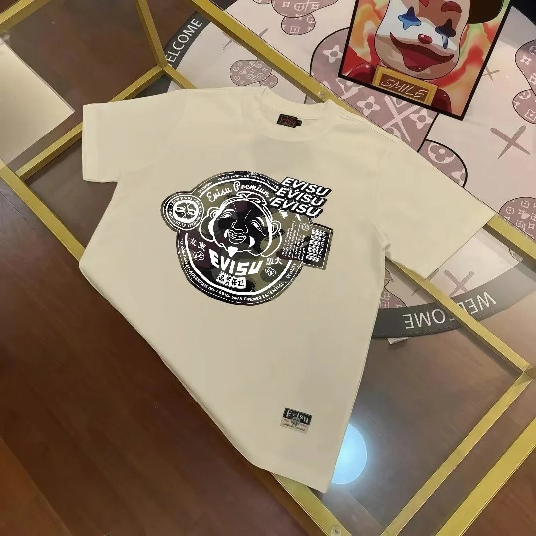 Evisu T-Shirts Short-Sleeve T-Shirt with Seagull Graphic — E VI*S U