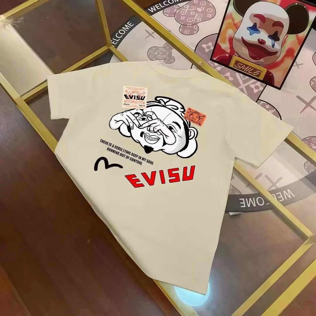 Evisu T-Shirts Short-Sleeve T-Shirt with Seagull Graphic — EVI*S U